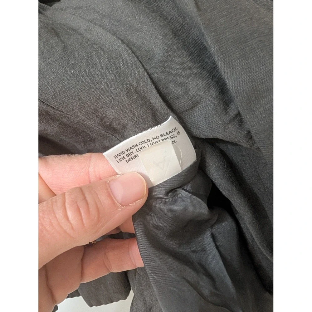 Eileen Fisher Womens Gray Metallic Crinkle Funnel Neck Snap Jacket Size L